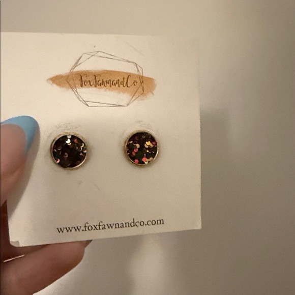 Fox Fawn & Co. Black Earrings with Gold Accents - Picture 2 of 4